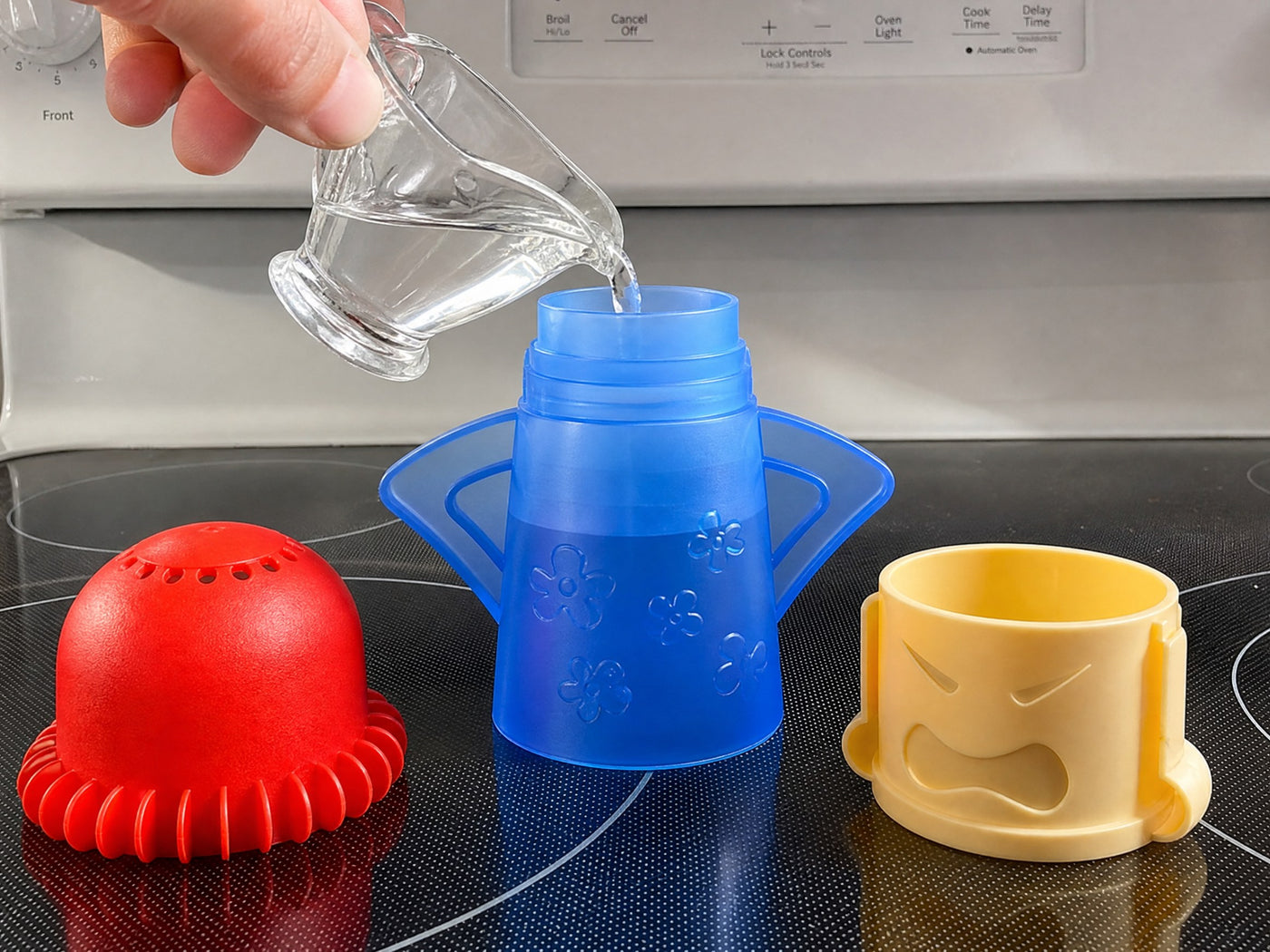 Water and white vinegar. That is the whole recipe.